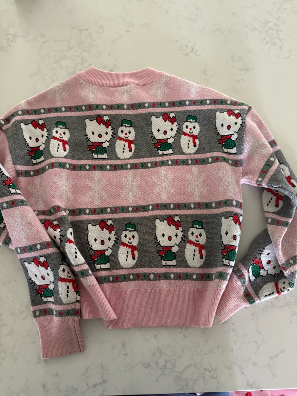 Aeropostale Pink & Gray Hello Kitty Holiday Sweater XS - Picture 4 of 4